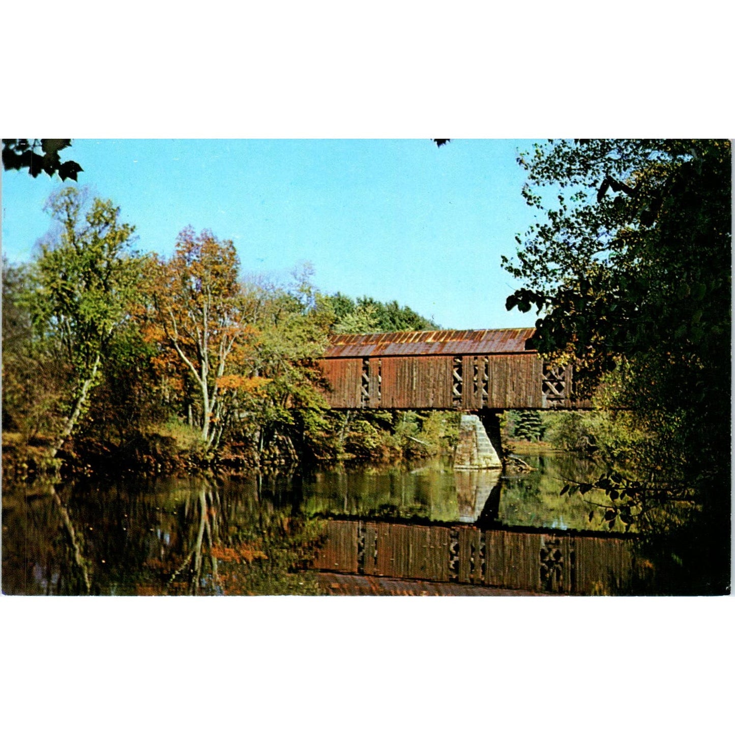 Old Covered Bridge in Swanzey NH Covered Bridge Postcard PC4