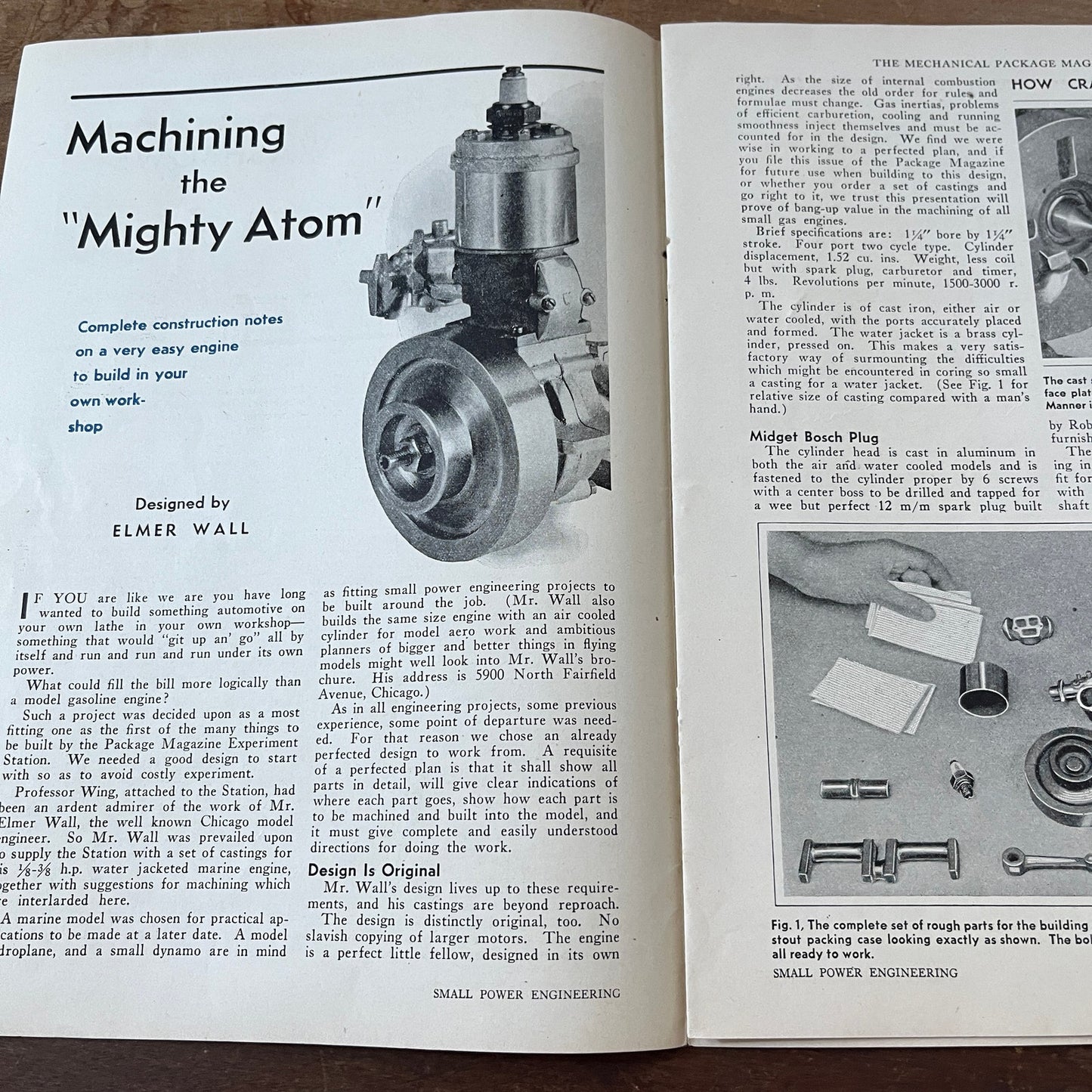 Build Your Own Engine Guide & Blueprints Elmer Wall 5 Pages 1931 Article AG1-13