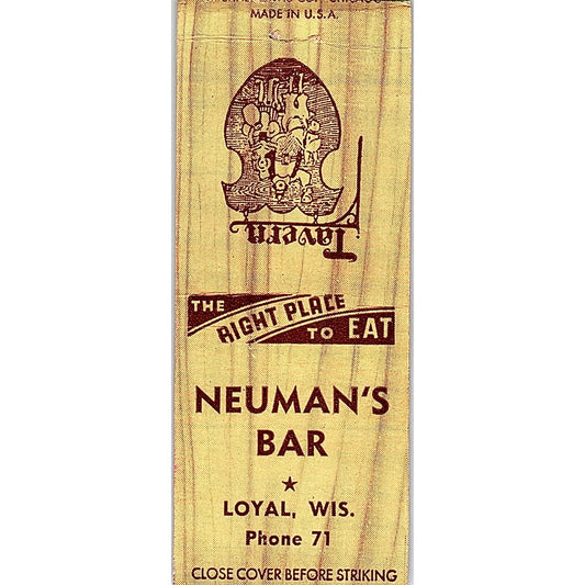 Neuman's Bar Loyal WI Vintage Matchbook Cover SF3-Y8