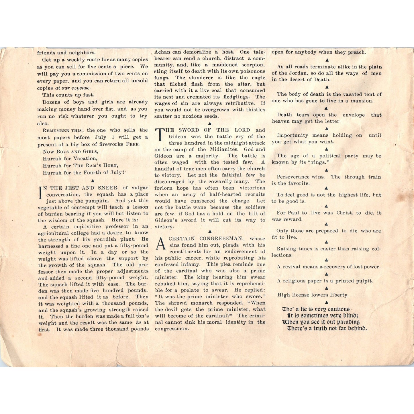 The Ram's Horn Newspaper Front Page Chicago June 13 1894 Ad AB6-SL1