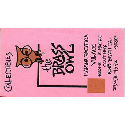 The Brass Owl Collectibles Long Beach California Vintage Business Card SF3-B4