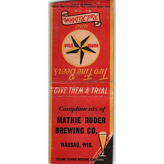 Mathie Ruder Brewing Co Wausau WI Vintage Matchbook Cover SF3-Y9