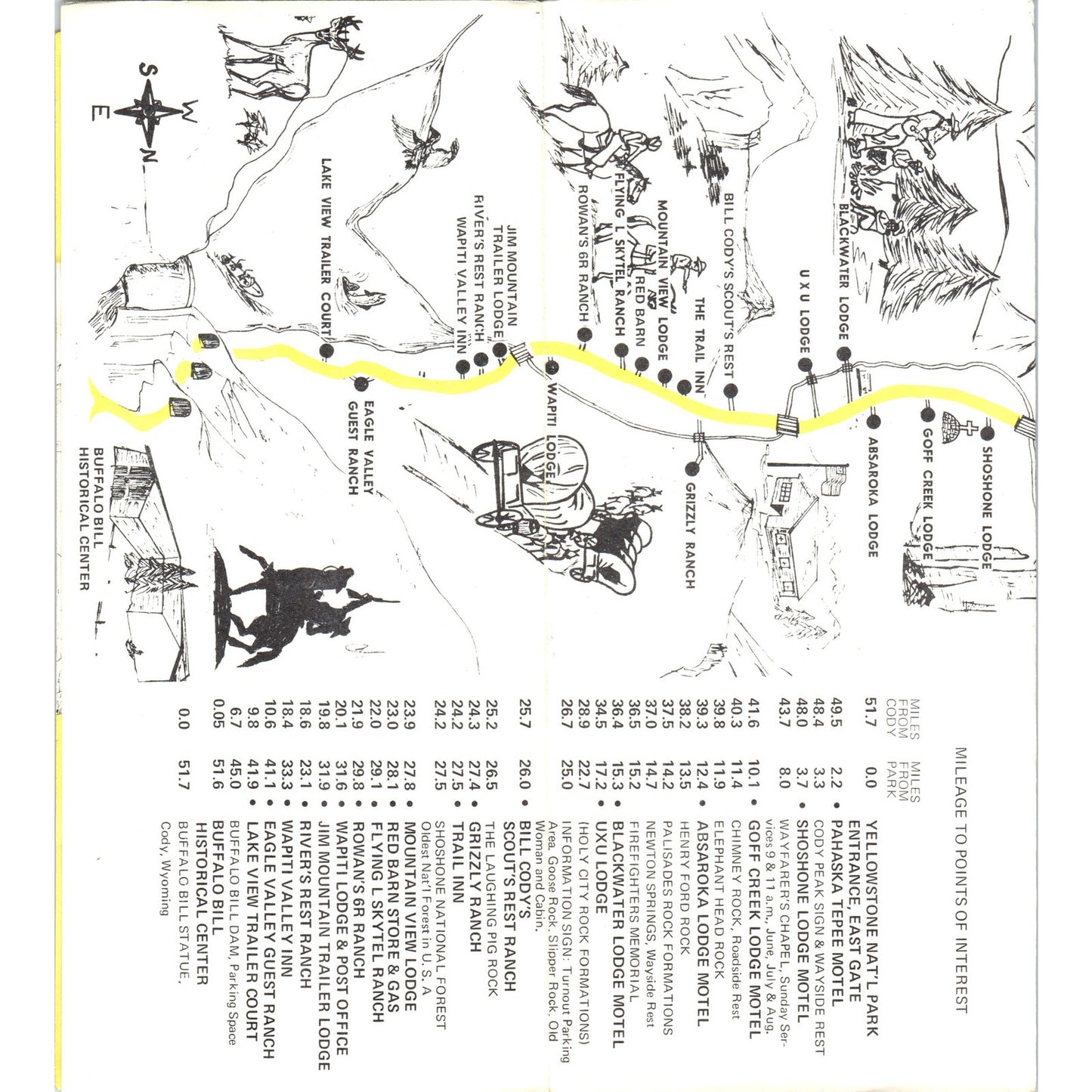 1970s Yellowstone Park Via Wapiti Valley Travel Brochure and Map AB8-RS1