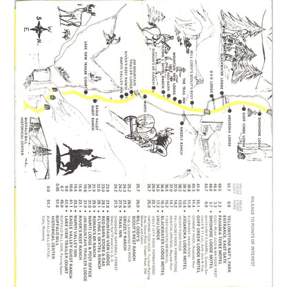 1970s Yellowstone Park Via Wapiti Valley Travel Brochure and Map AB8-RS1