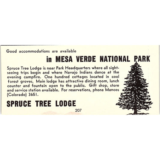 Spruce Tree Lodge Mesa Verde National Park Mancos CO 1958 Ad AG1-M1