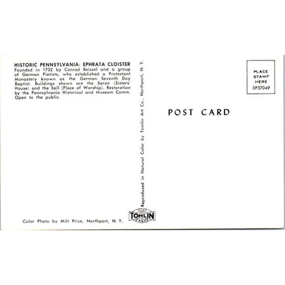 Historic Pennsylvania Ephrata Cloister PA Dutch Country Vintage Postcard PD4