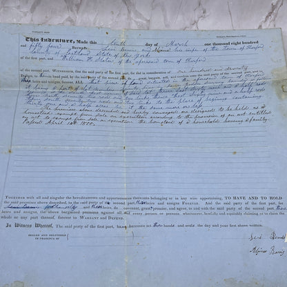1854 Warranty Deed Levi Bemis Harford Cortland County New York TJ5-E2
