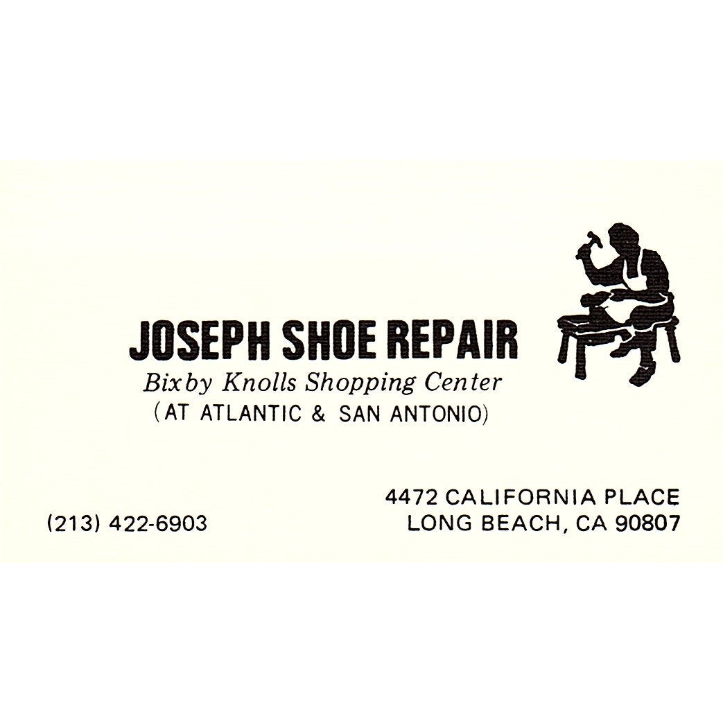 Joseph Shoe Repair Bixby Knolls Shopping Center CA Vintage Business Card SB4-B8