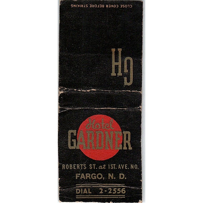 Hotel Gardner Fargo ND Vintage Matchbook Cover SC7-Y4