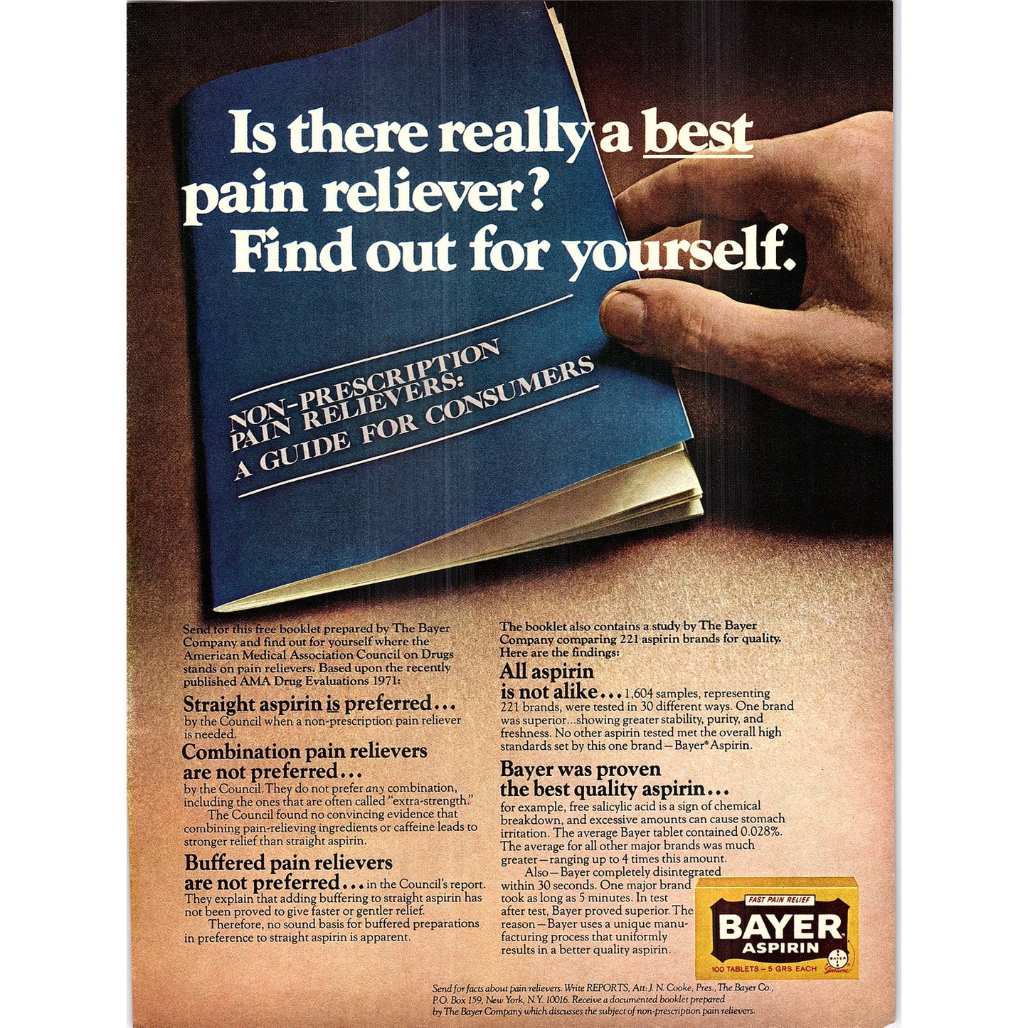 Bayer Aspirin Pain Relief 1972 Ad AF3-13