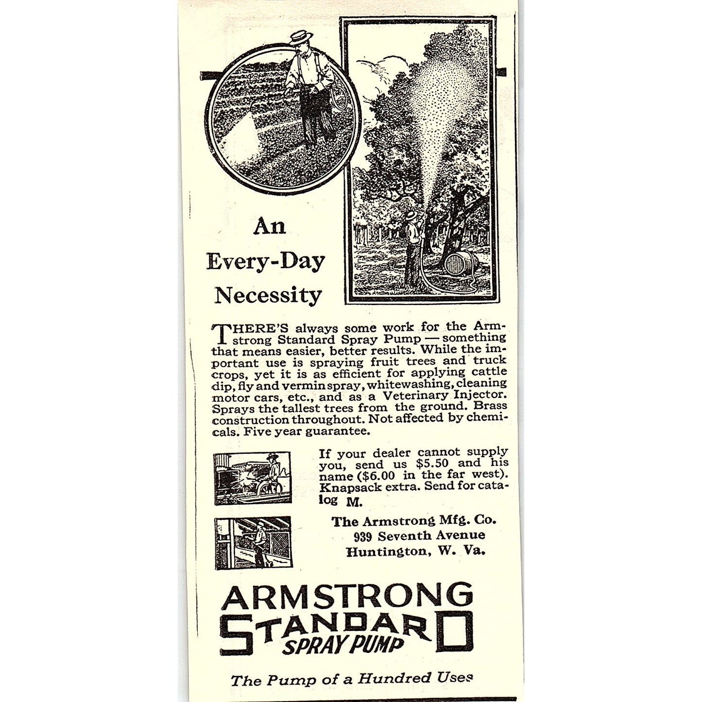 Armstrong Standard Spray Pump Huntington West Virginia 1924 Ad AG3-M3
