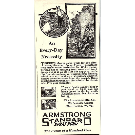 Armstrong Standard Spray Pump Huntington West Virginia 1924 Ad AG3-M3