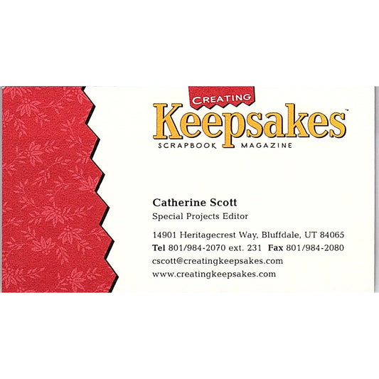Creating Keepsakes Scrapbook Magazine Catherine Scott Vtg Business Card SC9-B10