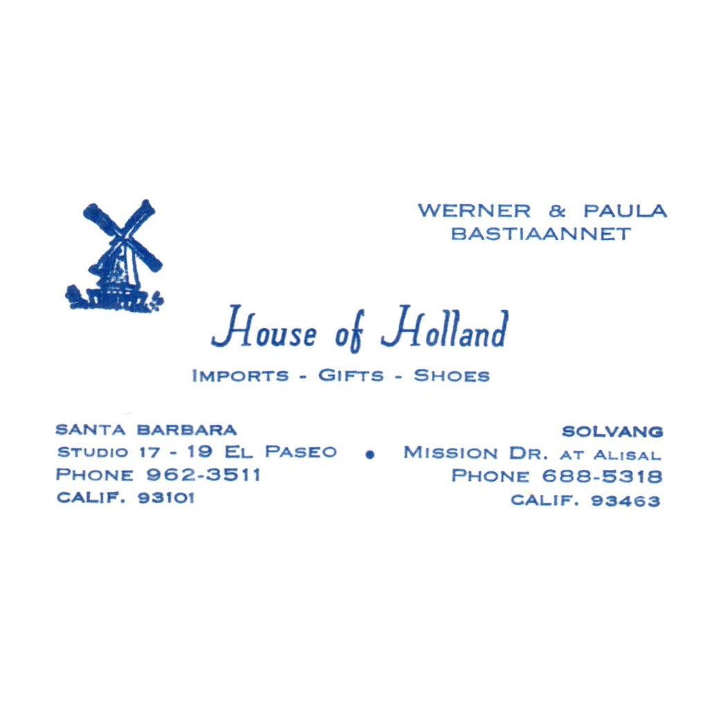 Vintage House Of Holland Werner & Paula Bastiaannet CA Business Card SF3-B1