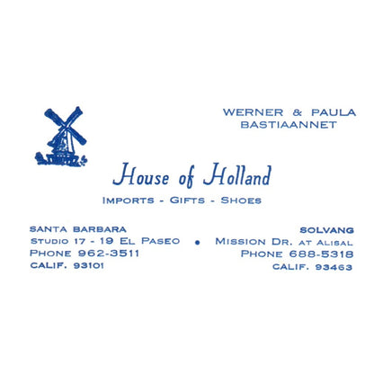 Vintage House Of Holland Werner & Paula Bastiaannet CA Business Card SF3-B1