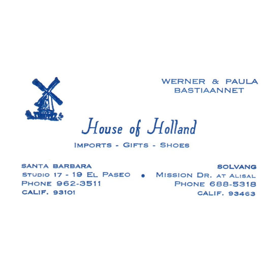 Vintage House Of Holland Werner & Paula Bastiaannet CA Business Card SF3-B1