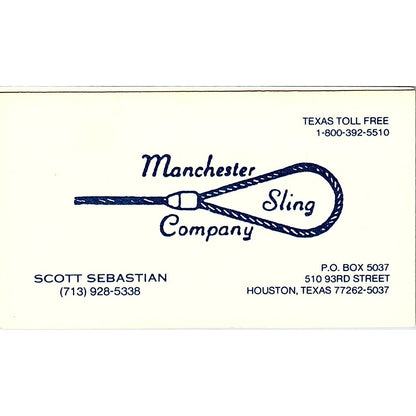 Scott Sebastian Manchester Sling Company Houston Vintage Business Card SD9-B13