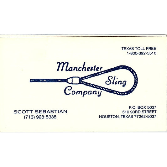 Scott Sebastian Manchester Sling Company Houston Vintage Business Card SD9-B13