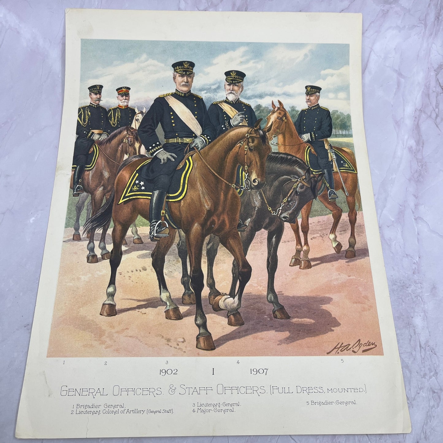 General & Staff Officers Full Dress c1910 H.A. Ogden Lithograph 12x16" V14-8