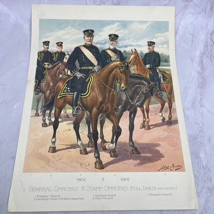 General & Staff Officers Full Dress c1910 H.A. Ogden Lithograph 12x16" FL1