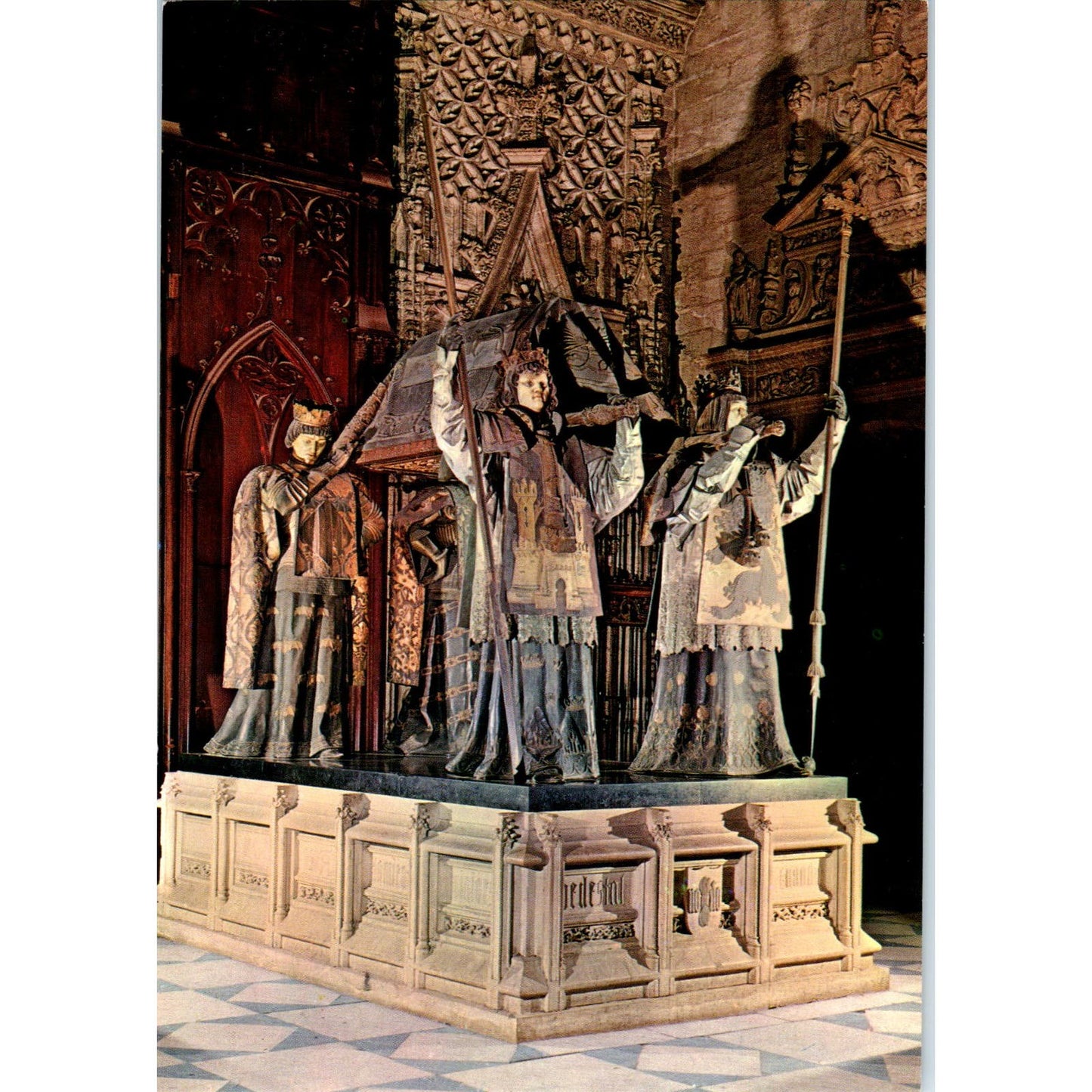 Sevilla Catedral Monumento a Los Restos De Colón Vintage Postcard PD1