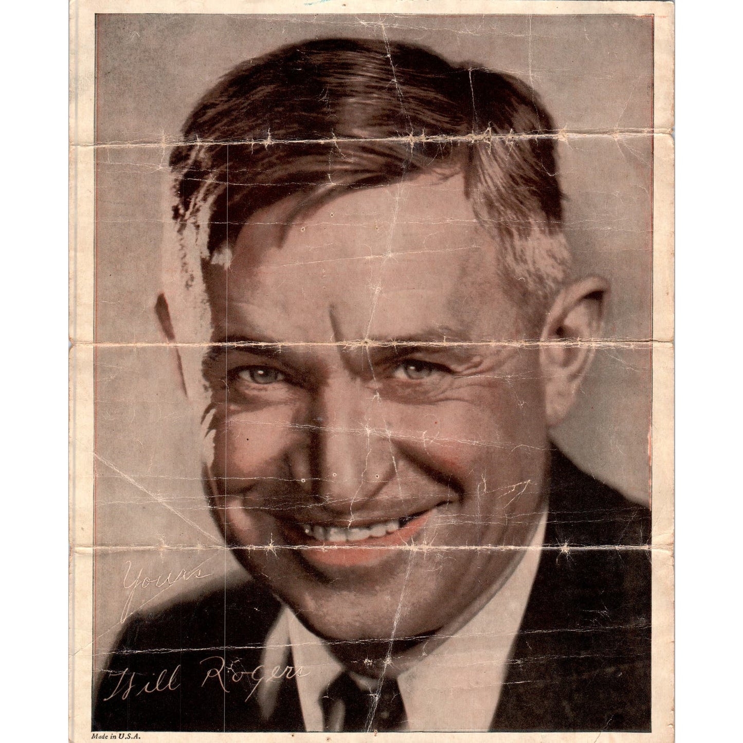 Vintage Portrait Headshot of Will Rogers 8x10 AE5