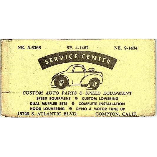 Custom Auto Parts Service Center Atlantic Blvd Compton CA Business Card SE3-B13