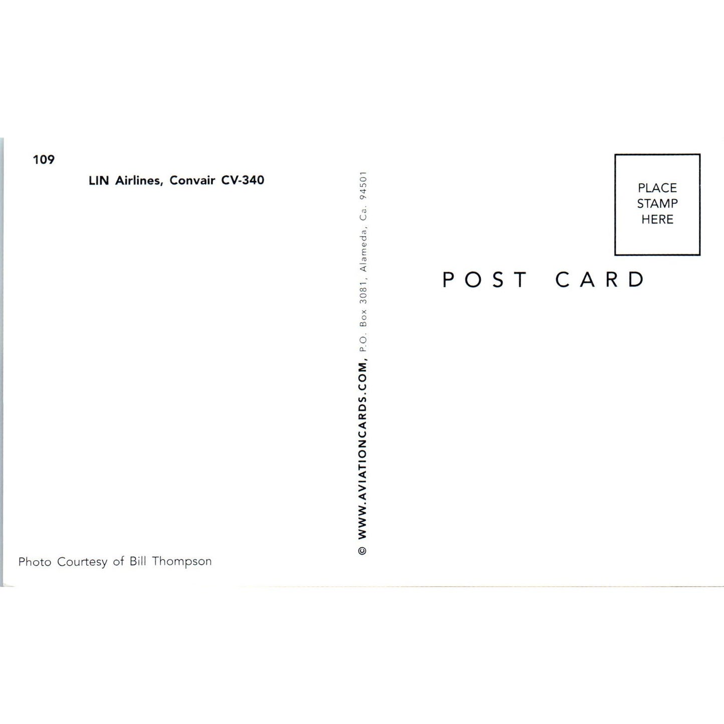 LIN Airlines Convair CV-340 Vintage Postcard TG8-PC