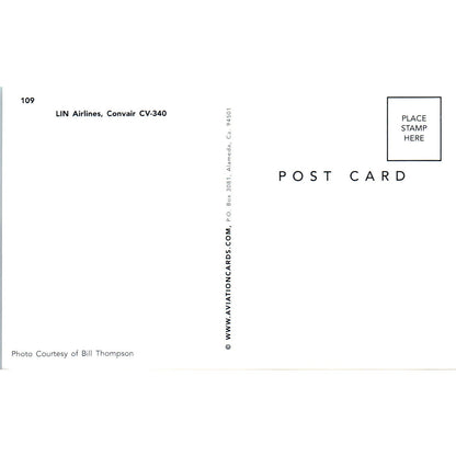 LIN Airlines Convair CV-340 Vintage Postcard TG8-PC