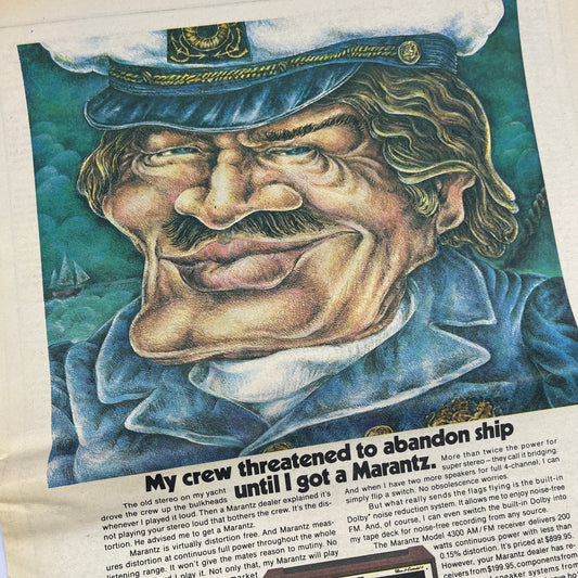 Marantz Yachtsman Poster & T-Shirt 11x14.5" 1974 Ad V14-2