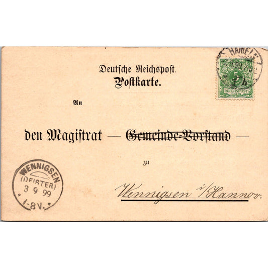 Kefsler Wennigsen Hanau Hameln 1899 German Reich Postcard TE2-GRQ
