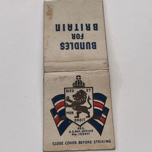 Bundles for Britain Inc New York City Vintage Matchbook Cover TB8-MB-14