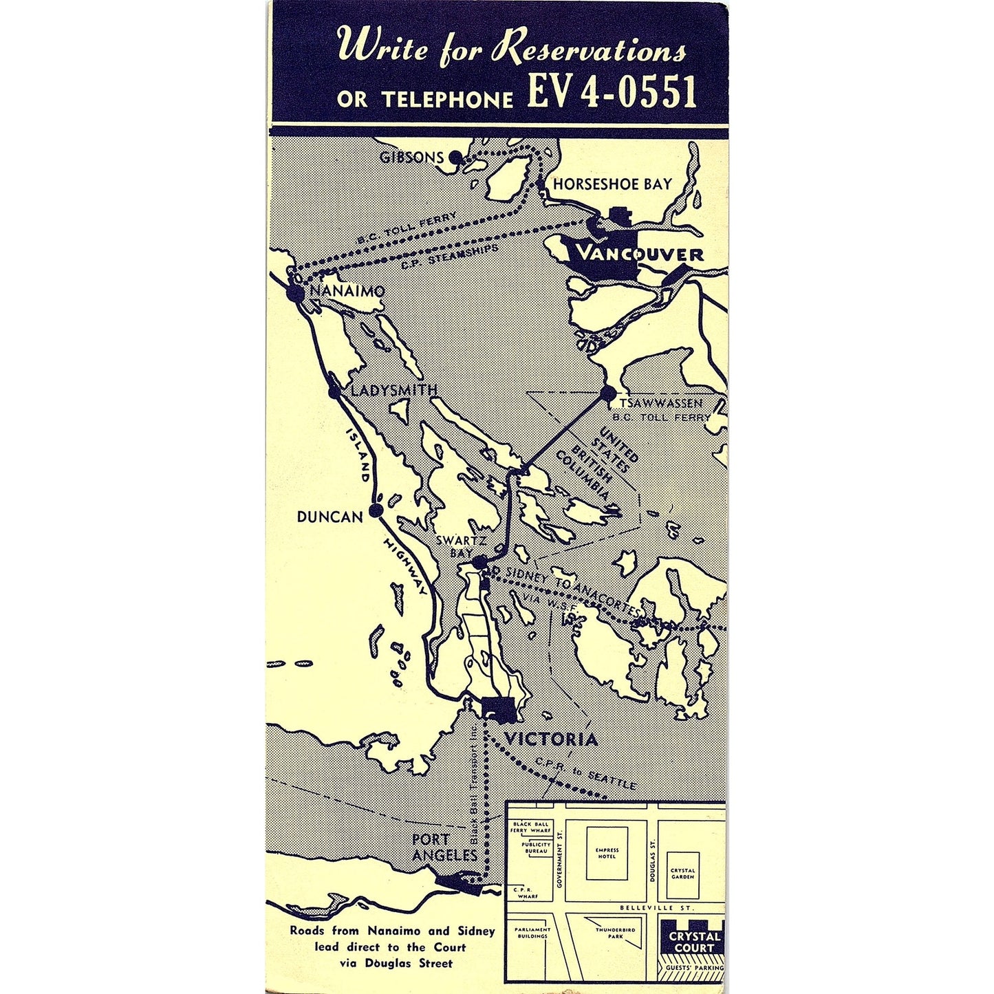 Victoria BC Crystal Court Motel 1960s Travel Leaflet TH2-TB4