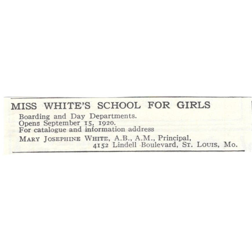 Miss Josephine White School for Girls St. Louis MO c1918 Advertisement AE5-SA11