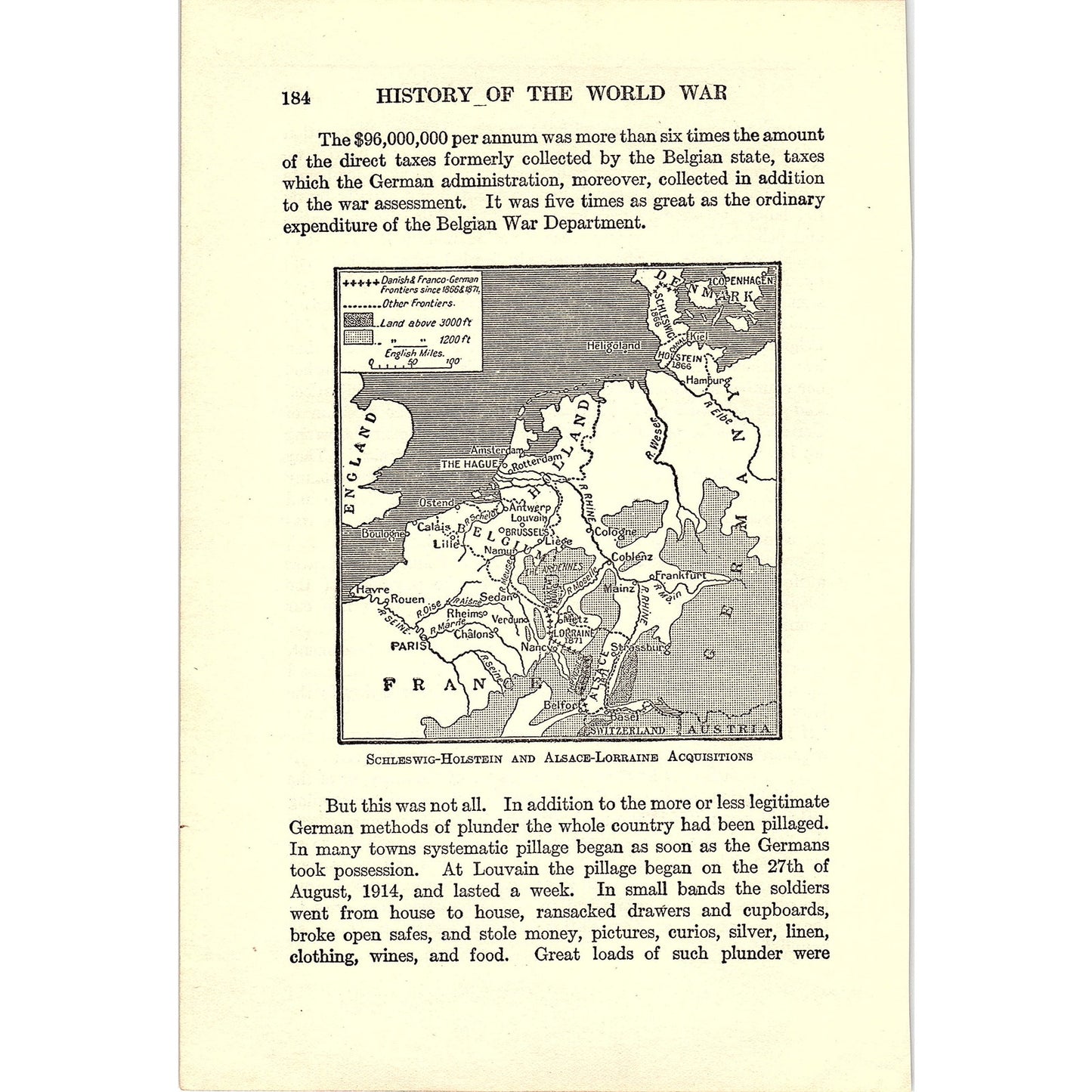 Schleswig-Holstein & Alsace Lorraine Acquisitions 1919 WWI Map Print AF9-15