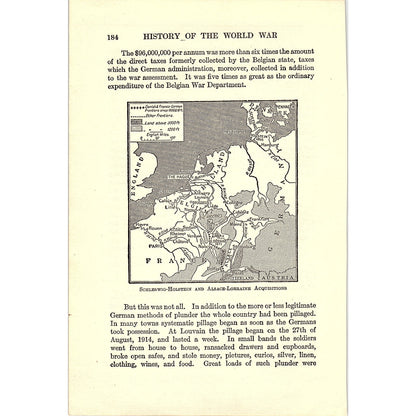 Schleswig-Holstein & Alsace Lorraine Acquisitions 1919 WWI Map Print AF9-15