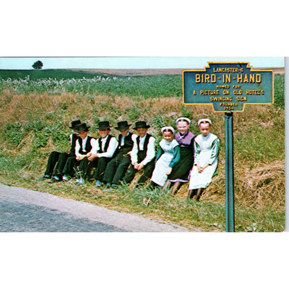 Amish Boys & Girls Bird-in-Hand Pennsylvania Dutch Country Vintage Postcard PD5