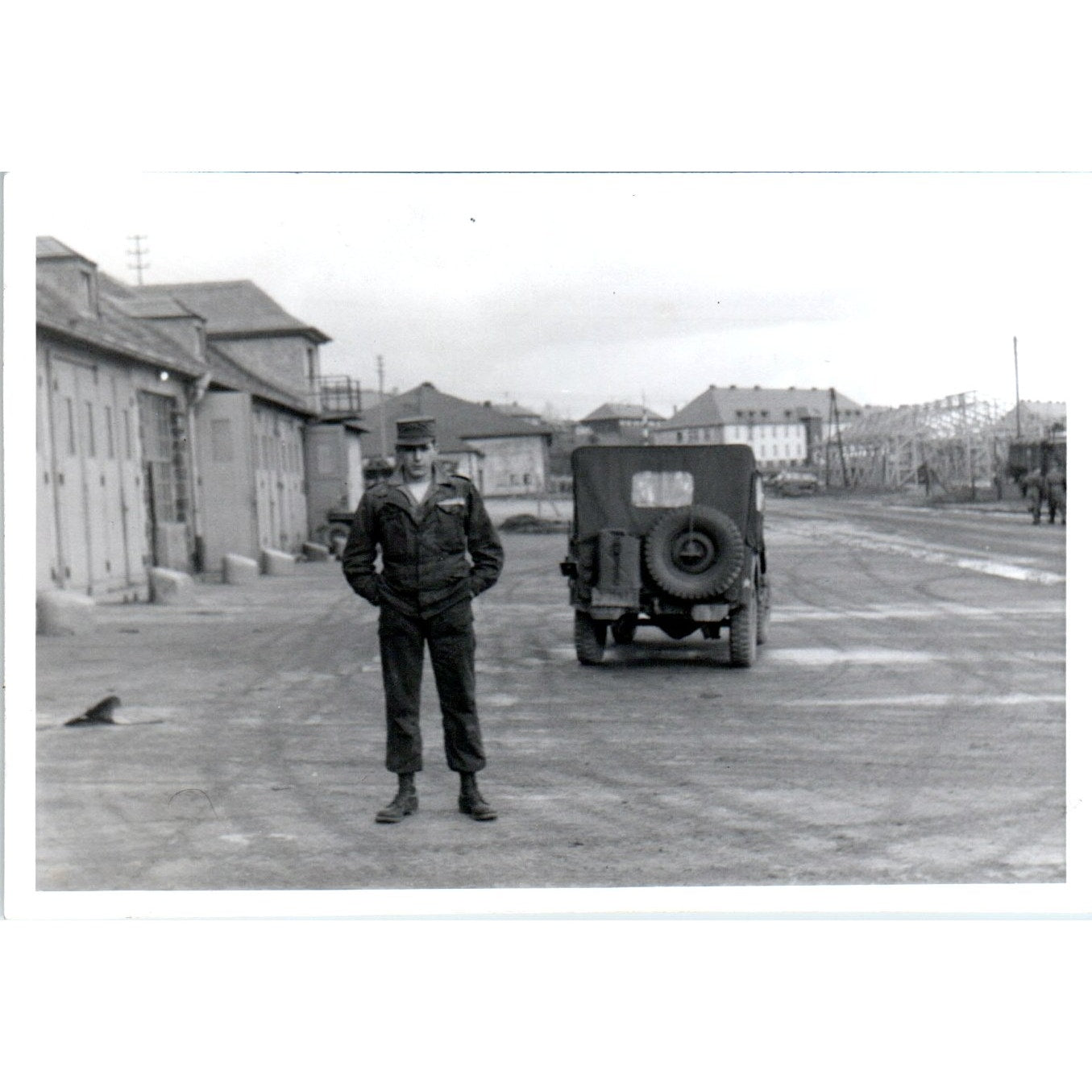 US Soldier Clouse Aside Army Jeep Postwar Germany c1954 Army Photo AF1-AP6