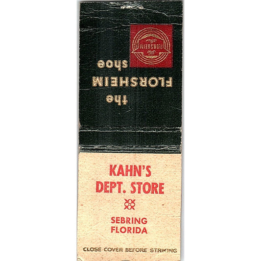 Kahn's Dept Store Sebring FL Florsheim Shoes Vintage Matchbook Cover SC7-Y11