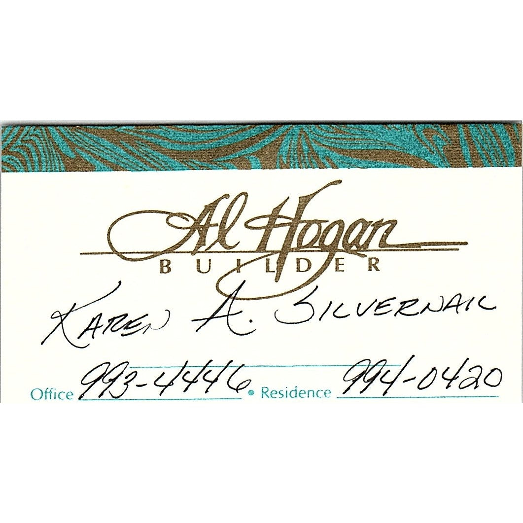 Al Hogan Builder Karen A Silvernail Business Card SD9-B13