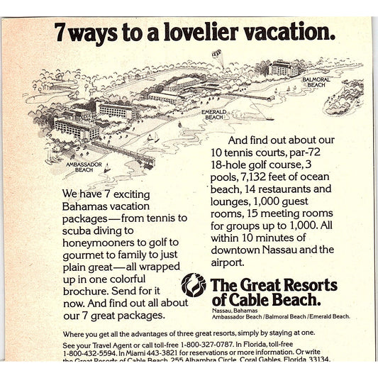 The Great Resorts of Cable Beach Nassau Bahamas 1977 Ad AF3-M2