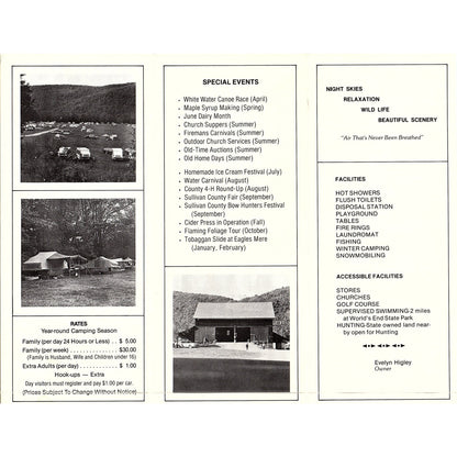 Higley Park Evelyn Higley Loyalsock Creek Forksville PA Travel Brochure TH2-OP5