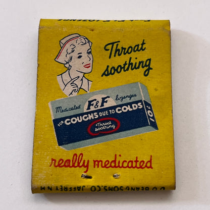 F&F Lozenges For Coughs Due to Colds Vintage Matchbook Cover TB8-MB3-4
