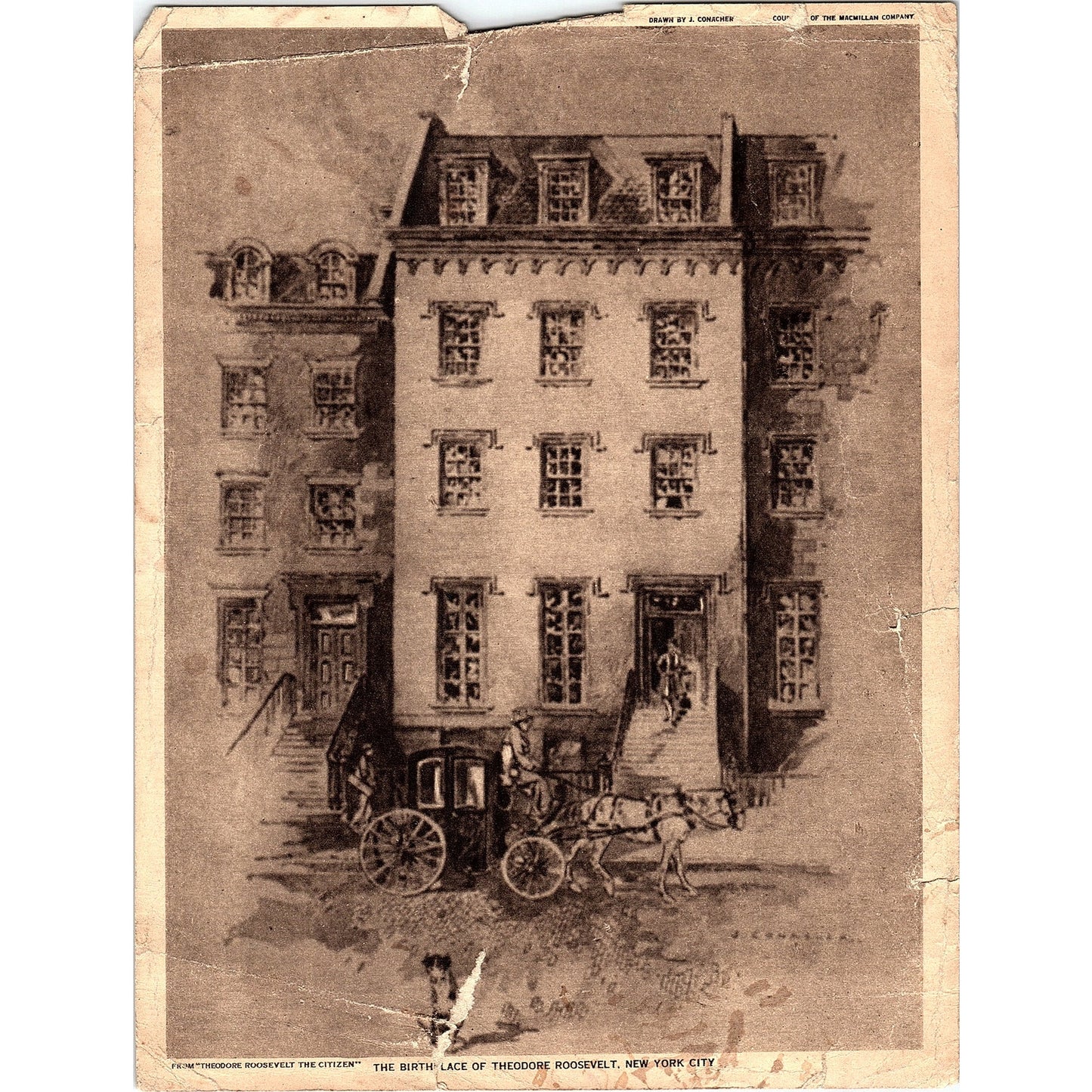 Birthplace of Theodore Roosevelt J. Conacher Vintage Art Print 7x9" V17