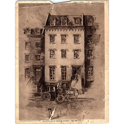 Birthplace of Theodore Roosevelt J. Conacher Vintage Art Print 7x9" V17