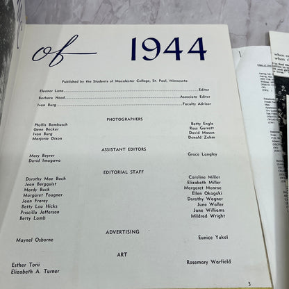 Macalester College Life 1944 Yearbook With Pictures & 50th Reunion Papers TH2