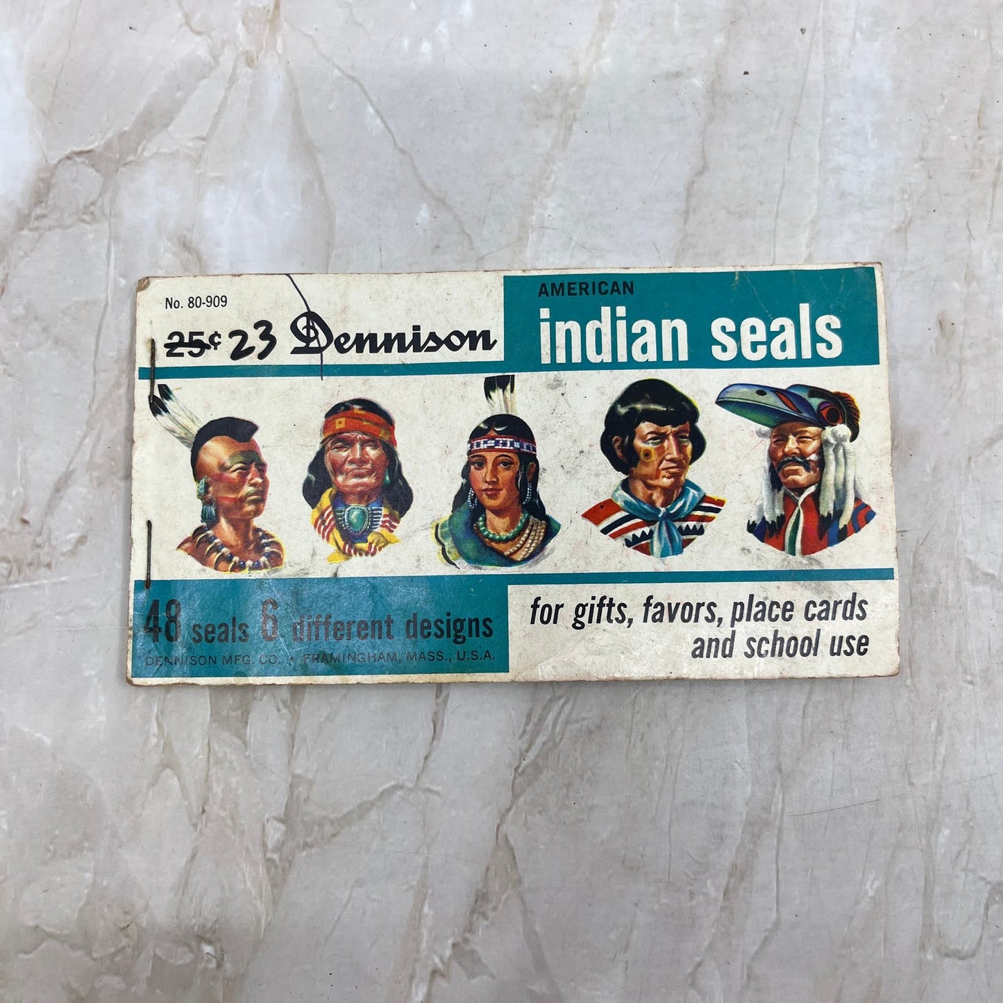 Vintage Dennison American Indian Seals Booklet TI8-S6