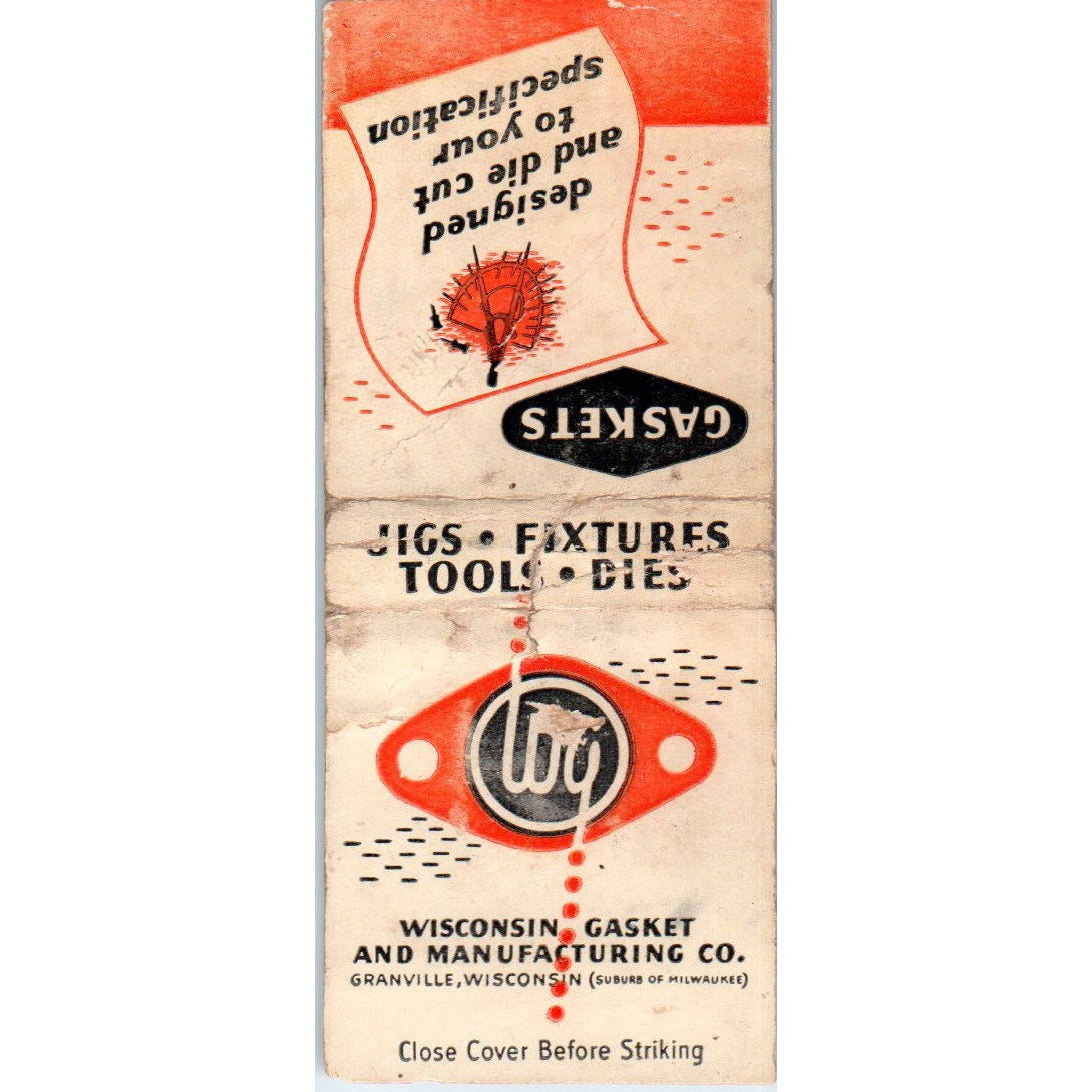 Wisconsin Gasket Manufacturing Co Granville WI Vintage Matchbook Cover SD4-Y1