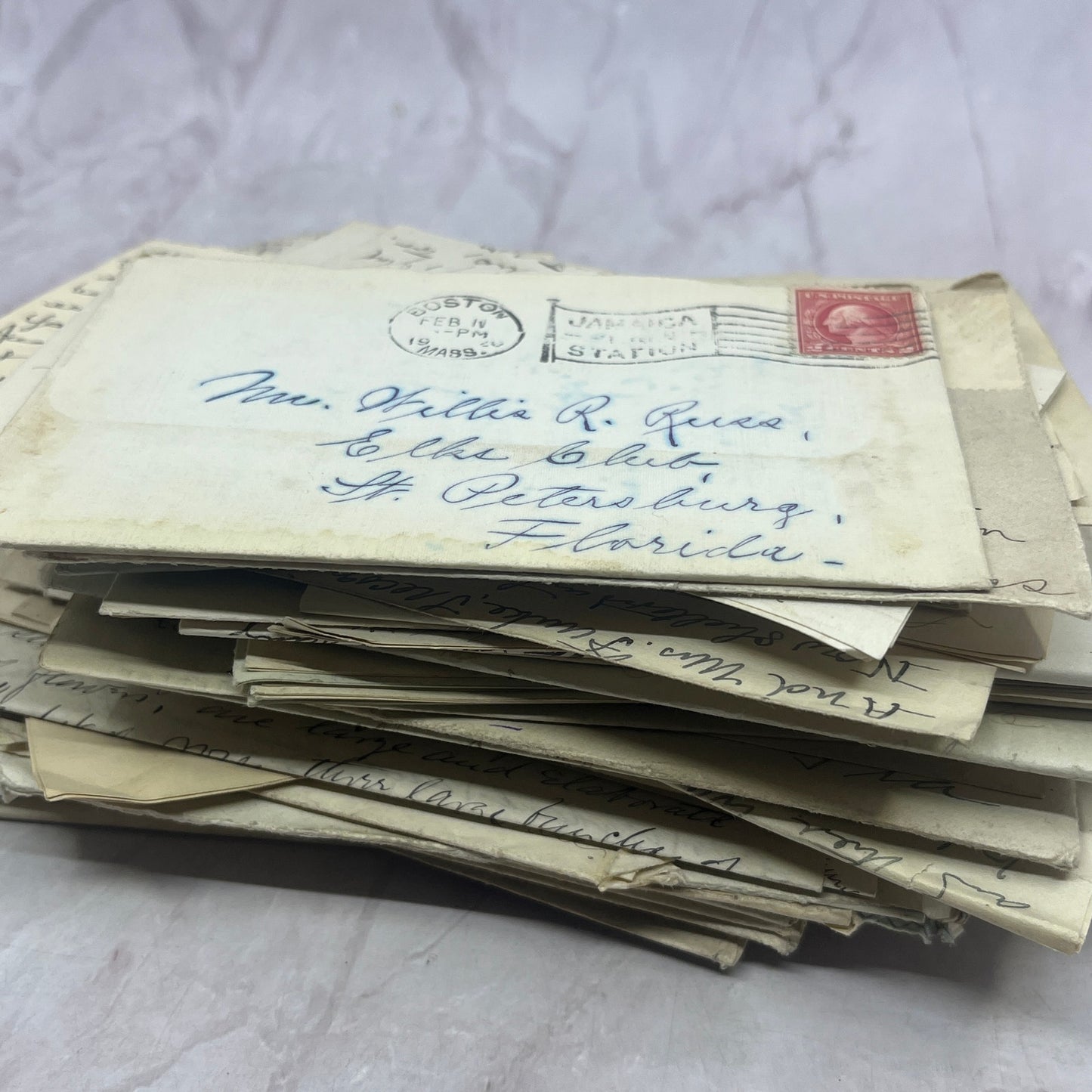 1870-1920s Genealogy Lot Willis R. Russ, Gladys Russ Boston Family Letters TH2