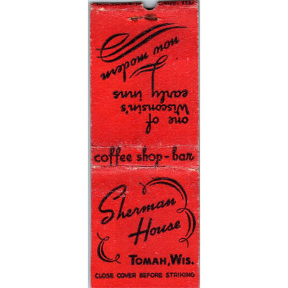 Sherman House Coffee Shop Bar Tomah WI Vintage Matchbook Cover SD2-Y8